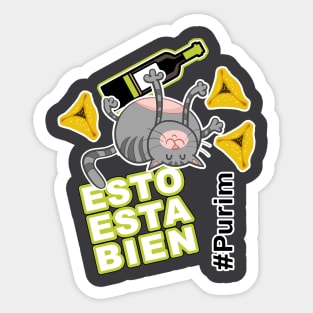 Purim Cat Esto Esta Bien - This is fine! Spanish Sticker